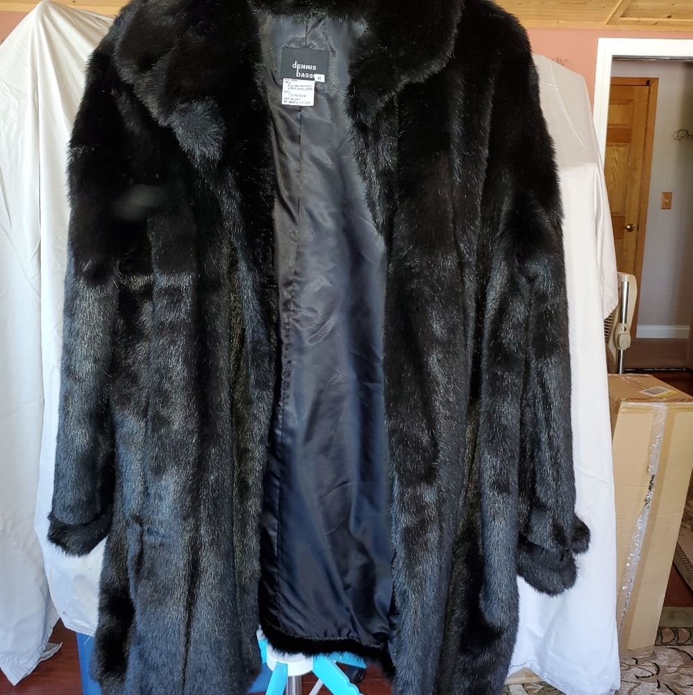 Dennis Basso faux mink coat.